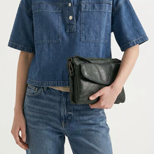 Load image into Gallery viewer, Gianni Conti Italian Leather Flap Front Shoulder & Crossbody Bag (on model)