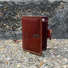 Load image into Gallery viewer, Gianni Conti Italian Leather RFID Compact Bifold Purse – Tan (press stud closure)