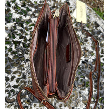 Load image into Gallery viewer, Gianni Conti Italian Leather Slim Triple Compartment Crossbody Bag (middle zip)