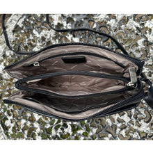 Load image into Gallery viewer, Gianni Conti Italian Leather Triple Compartment Crossbody Bag (open)