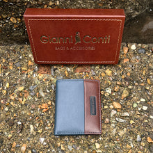Load image into Gallery viewer, Gianni Conti Italian Leather Two-Tone Slim Bifold Wallet (closed)