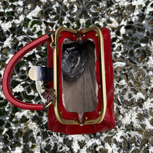 Load image into Gallery viewer, Gianni Conti Italian Leather Vintage Frame Grab Bag – Red (open)