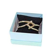 Load image into Gallery viewer, Gold Knot Cuff Bracelet – Modern Statement Bangle (boxed)