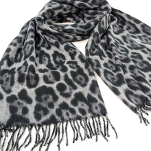 Load image into Gallery viewer, Grey & Black Soft Leopard Print Scarf (Close up)