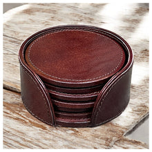Load image into Gallery viewer, Heritage Leather Round Coaster Set