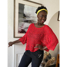 Load image into Gallery viewer, Breezy Red Bohemian Popcorn Cover Up (on model)