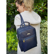 Load image into Gallery viewer, Dark Green Twin Zip Top Leather 'Harriet' Backpack