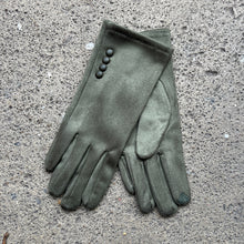Load image into Gallery viewer, Faux Suede Button Detail Touchscreen Gloves – 5 Colours
