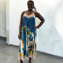 Load image into Gallery viewer, Italian Coastal Print Satin Maxi Dress