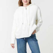 Load image into Gallery viewer, Ivory Cloud Knit Zip Hoodie