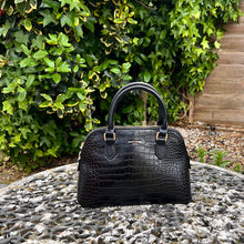 Load image into Gallery viewer, Kensington Croc‑Embossed Mini Satchel (black)