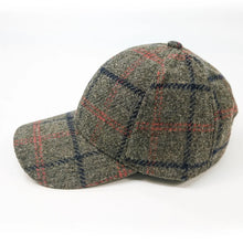 Load image into Gallery viewer, Khaki Check Wool-Feel Baseball Cap (side)