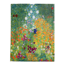 Load image into Gallery viewer, Klimt 'Flower Garden' Print Wool Reversible Scarf (flat)