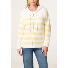 Load image into Gallery viewer, Lemon Stripe Zip-Through Knit Hoodie