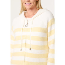 Load image into Gallery viewer, Lemon Stripe Zip-Through Knit Hoodie (close up)