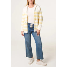 Load image into Gallery viewer, Lemon Stripe Zip-Through Knit Hoodie (open)