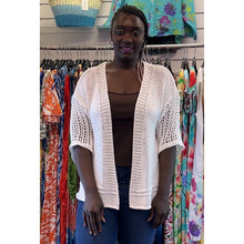 Load image into Gallery viewer, Lightweight Crochet Cardigan - Open Front Layering Piece (white)