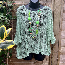 Load image into Gallery viewer, Lola Lightweight Crochet Knit Top (light green)