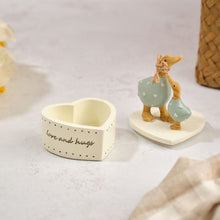 Load image into Gallery viewer, Love & Hugs Duck Heart Trinket Box (open)