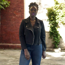 Load image into Gallery viewer, Made in Italy Faux Suede Biker Jacket (open)
