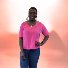 Load image into Gallery viewer, Made in Italy Linen Blend Relaxed Top (hot pink)