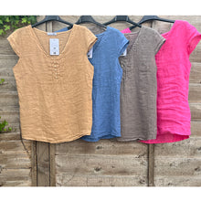 Load image into Gallery viewer, Made in Italy Linen Top with Stretch Side Panels