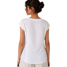 Load image into Gallery viewer, Made in Italy Linen Top with Stretch Side Panels (back)