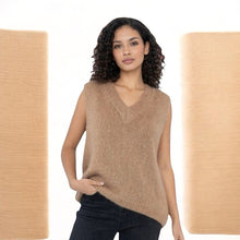 Load image into Gallery viewer, Made in Italy Super Kid Mohair Blend V-Neck Knitted Vest (on model)