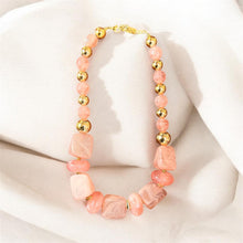 Load image into Gallery viewer, Marbled Resin & Gold Stainless Steel Statement Necklace (blush pink)