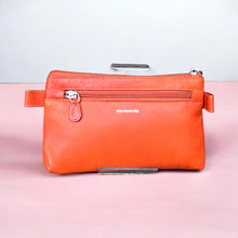 Load image into Gallery viewer, Milan Soft Leather Cosmetic & Essentials Pouch (orange)