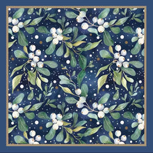 Load image into Gallery viewer, Mistletoe Silk Feel Square Scarf – Navy