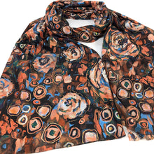 Load image into Gallery viewer, Multicolour Brown Bloom Garden Abstract Scarf (close up)