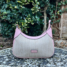 Load image into Gallery viewer, Pink Santorini Woven Scoop Shoulder Bag (close up)