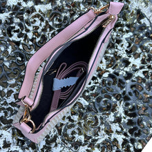 Load image into Gallery viewer, Pink Santorini Woven Scoop Shoulder Bag (open)