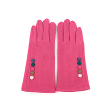 Load image into Gallery viewer, Pink Suedette Gloves with Multicolour Button Detail