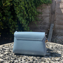 Load image into Gallery viewer, Powder Blue David Jones Turn-Lock Organiser Crossbody Bag (back)