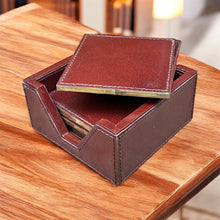 Load image into Gallery viewer, Regal Saddle Leather Coaster Set