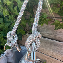 Load image into Gallery viewer, Silver Sequin & Crystal Knot Shoulder Bag (crystal handles)