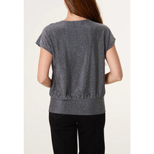 Load image into Gallery viewer, Silver Shimmer Drape Neck Top (back)
