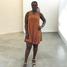 Load image into Gallery viewer, Sleeveless Frill Hem Swing Dress (toffee)