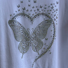 Load image into Gallery viewer, Sparkle Butterfly Stretch Cotton T-Shirt (close up)