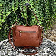 Load image into Gallery viewer, Tan Gianni Conti Italian Leather Convertible Shoulder & Crossbody Bag (back)