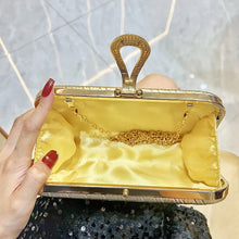 Load image into Gallery viewer, The Vienna Woven Gold Occasion Clutch (open)