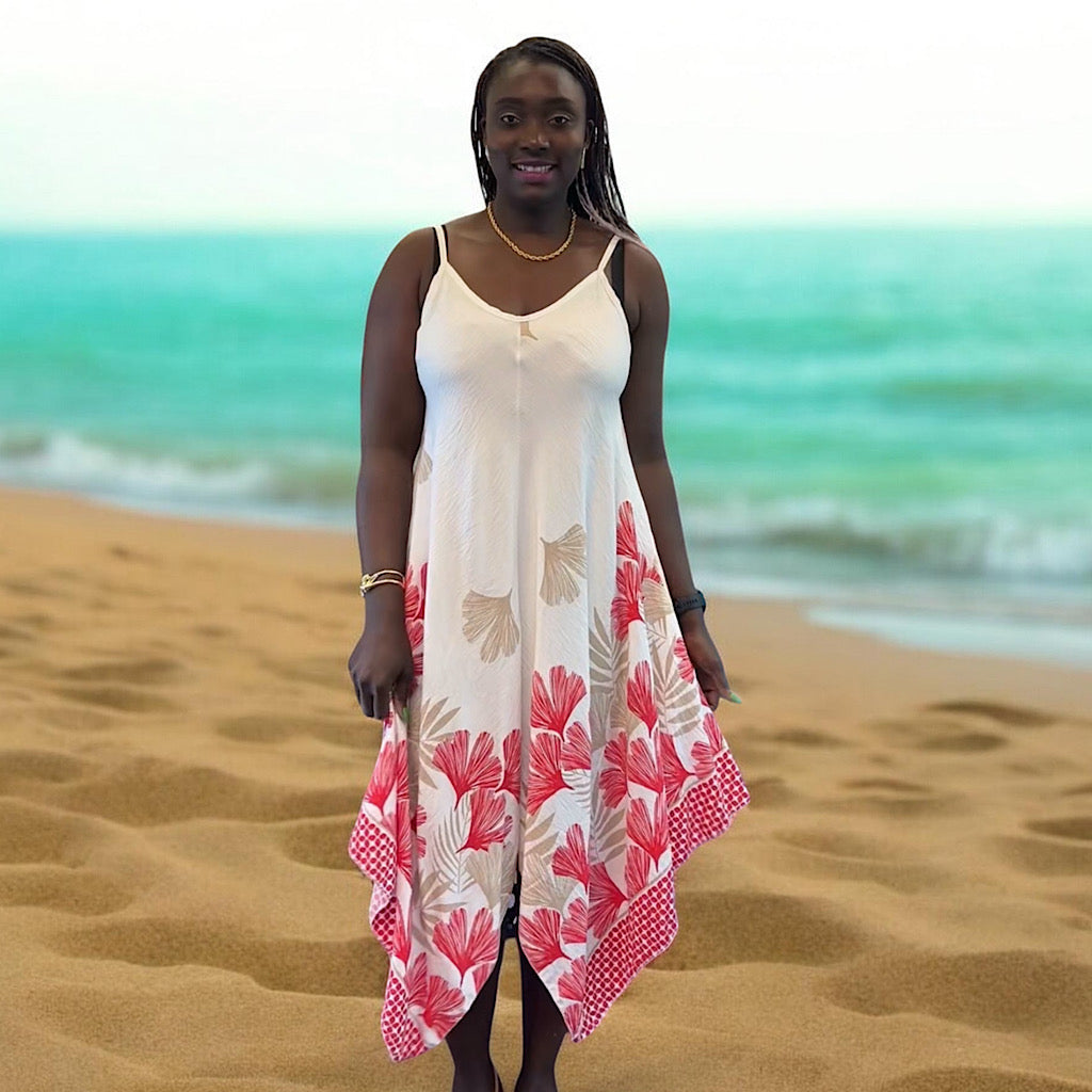Tropical Leaf Hanky Hem Midi Dress – Bucks Leather Tropical Leaf Hanky Hem Midi Dress – Bucks Leather