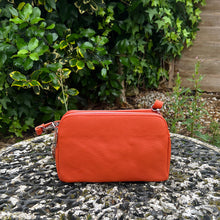 Load image into Gallery viewer, Verona Triple‑Compartment Leather Crossbody Bag – Made in Italy (orange)