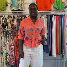 Load image into Gallery viewer, Watercolour Floral Linen Shirt (coral)