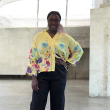 Load image into Gallery viewer, Watercolour Floral Linen Shirt (lemon)