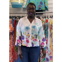 Load image into Gallery viewer, Watercolour Floral Linen Shirt (white)