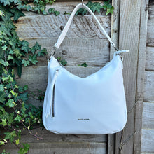 Load image into Gallery viewer, White Large Soft Front Zip Pocket 'Sari' Shoulder Bag