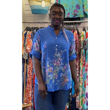 Load image into Gallery viewer, Wildflower Print Cotton Shirt (cobalt)